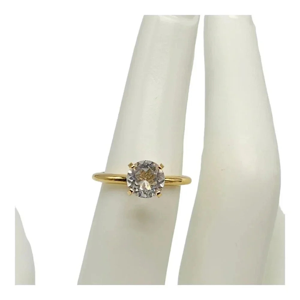 1.3 ct CZ Solitaire Engagement Style Fashion Ring Gold Tone Size 6